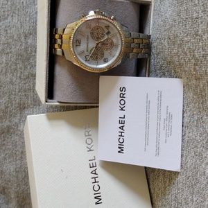 Michael Kors Oversized Pilot Pavé Two-Tone Watch